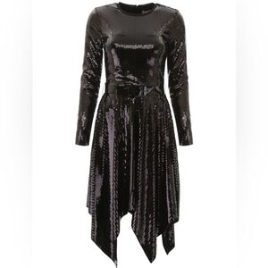 Sequin Asymmetric Black Dress Size XS
